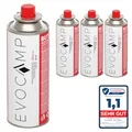Produktbild: EVOCAMP 4X Stück Butan Gaskartuschen 227g Typ MSF-1a Bajonett Ventil ideal für Campingkocher, Gasheizung, Unkrautbrenner, Camping Gas Butangas Kartusche, Universaldruckgasdose für Camping und BBQ