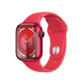 Produktbild: Apple Watch Series 9 (GPS + Cellular, 41 mm) Smartwatch mit Aluminiumgehäuse und Sportarmband S/M in (PRODUCT)RED. Fitnesstracker, Blutsauerstoff und EKG Apps, Always-On Retina Display, Wasserschutz