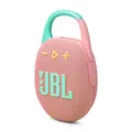 Produktbild: JBL Clip 5 - Pink– Tragbare Bluetooth-Lautsprecher-Box mit JBL Pro Sound, tiefem Bass und Playtime-Boost-Funktion – Wasserfest und staubfest – 12 h Laufzeit