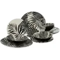 Produktbild: Creatable Kombiservice Tropicana Black, Schwarz, Weiß, Keramik, 12-teilig, Essen & Trinken, Geschirr, Geschirr-Sets, Kombiservice