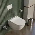 Produktbild: Wandtoilette Keramik Weiß Vista | WC Spülrandlos Softclose Toilettensitz Bidet