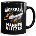 Produktbild: MoonWorks® Kaffee-Tasse Sägespäne sind Männerglitzer Spruch lustig Holz Geschenk für Männer Handwerker Kaffeebecher uni - schwarz Keramik-Tasse
