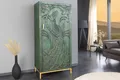 Produktbild: riess-ambiente Highboard PEACOCK 170cm grün / gold · Wohnzimmer-Schrank aus Mango-Massivholz (Einzelartikel, 1 St), 3D Schnitzerei · Pfau-Design · handmade · 1 Tür & 3 Fächer · montiert