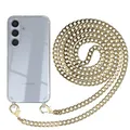 Produktbild: Handyhülle mit Metall Kette für Samsung Galaxy S24 Hülle + Wechselkordel Gold