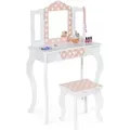 Produktbild: Kinderfrisiertisch ROZA weiß und rosa mit 3 Spiegeln und Hocker