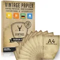 Produktbild: 50 Stück Altes Papier 100g/qm DIY DIN A4 Antik Briefpapier beidseitig Druck K...