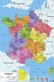 Produktbild: Carte De France 2017 Poster Karte von Frankreich 2017 (61cm x 91,5cm) + 2 St. transparente Posterleisten mit Aufhängung