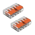 Produktbild: 2x WAGO 5-Leiter-Klemme 4 mm² Verbindungsklemme Klemme mit Hebel 221-415