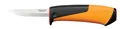 Produktbild: Fiskars Handwerkermesser inklusive Holster mit integriertem Messerschärfer, Gesamtlänge: 20,9 cm, Schwarz/Orange/Rot, 1023620