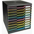 Produktbild: Exacompta Schubladenbox 302914D, Modulo, A4, 10 Fächer, Kunststoff, schwarz-bunt / schwarz