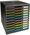 Produktbild: Exacompta Schubladenbox MODULO A4 Schwarz/Harlekin 10 geschlossene Schubladen