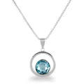 Produktbild: Schöner-SD Anhänger rund Halskette 925 Silber Aquamarin blau