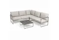 Produktbild: Greemotion Gartenlounge-Set Sydney Edelstahl-Ecklounge beige mit Tisch und Liegefunktion, (inkl. Auflagen), Farbe Edelstahl/Beige