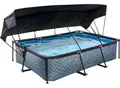 Produktbild: Framepool EXIT, grau, B:200cm H:65cm L:300cm, Schwimmbecken, BxLxH: 200x300x65 cm, mit Kartuschenfilter und Sonnensegel