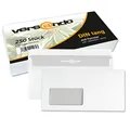 Produktbild: versando 250x Briefumschläge mit Fenster DIN lang 220x110mm weiß: selbstklebende Kuverts für Rechnungen, Geschäftsbriefe, Büro, einfach verschließbar mit Sichtschutz