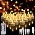 Produktbild: Lunartec 24er-Set Akku-LED-Teelichter mit realistischer Flamme & Fernbedienung