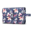 Produktbild: Fintie Tragbare Kulturtasche Kosmetiktasche Reisetasche, Große wasserdichte Aufhängen Make-up Organizer Stauraum Tasche für Damen Mädchen, (Blühender Hibiskus)