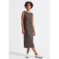 Produktbild: Sommerkleid STREET ONE, Damen, Gr. 44, EURO-Größen, braun (nomad braun), Stoff, 75% Viskose, 20% Polyester, 5% Elasthan, unifarben, normal knieumspielend, Rundhals, abgesteppt, Kleider Sommerkleid, knielang