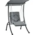 Produktbild: Outsunny Hollywoodschaukel Gartenschaukel mit Kissen & verstellbarem Sonnendach, Dunkelgrau für Garten & Terrasse   Aosom.de