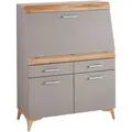 Produktbild: Carryhome Sekretär, Grau, Eiche, Kunststoff, 2 Schublade(n) Schubladen, 98x124x39.6 cm, Kabeldurchlass, Stauraum, Arbeitszimmer, Schreibtische, Sekretäre