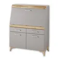 Produktbild: Stella Trading SECRET Sekretär Schreibtisch Kommode in Basalt, Eiche Altholz Optik - platzsparender Computertisch Schrank mit Schubladen - 98 x 124 x 42 cm (B/H/T)