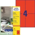 Produktbild: AVERY Zweckform Laser Etiketten 3456 Selbsthaftend DIN A4 Rot 105 x 148 mm 100 Blatt à 4 Etiketten