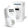 Produktbild: VIESTA® TH12 Steckdosenthermostat – Programmierbar 7 Tage, 230V / 16A / 3600W, 5-35°C, LCD-Display, EEPROM-Speicher, Frostschutz – für elektrische Heizgeräte, Heizpaneele & Infrarotheizungen
