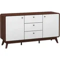 Produktbild: Mid.you Sideboard Cassie, Weiß, Walnuss, Holz, Metall, Holzwerkstoff, 2 Fächer, 3 Schublade(n) Schubladen, 140x75x39 cm, stehend, Holzmöbel, Kleinmöbel Holz, Holzkommoden, Sideboards Holz