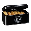 Produktbild: Granrosi Brotkasten - Retro-Brotbox mit Scharnierdeckel -platzsparende Aufbewahrungsbox für längeres und frischeres Essen - Brottopf - Brotaufbewahrung - Schwarz