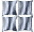 Produktbild: vidaXL Zierkissen Gartenkissen 4 Stk. Streifenmuster 45 x 45 cm Marineblau, (4 St)