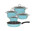Produktbild: Riess Kochtopf NOUVELLE Emaille Kochgeschirr-Set 5-tlg Hellblau