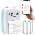 Produktbild: Maxlife Mini Drucker MXTP-100, Taschendrucker, Handy Fotodrucker, Tragbarer Mini Fotodrucker, Mobile Smartphone Bluetooth Drucker, USB-Kabel Thermopapier, für Lernhilfe, Notizen, Liste, Reisen (Blau)
