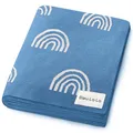 Produktbild: Bleu La La Empfangs Babydecke - 100% Luxuriöse Weichbaumwollstrick Warme Gemütliche Kuscheldecke für Kinderwagen und WiegePuckdecke für Neugeborene Säuglinge und Kleinkinder (Regenbogen - Blau)