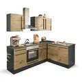 Produktbild: Jazz 8 Moderne Eckküche ohne Elektrogeräte in Anthrazit, Artisan Eiche Optik - Geräumige Küchenzeile in L-Form mit viel Stauraum - 220 x 211 x 60 cm (B/H/T)