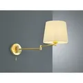 Produktbild: Schwenkbare led Wandleuchte mit Stoffschirm Weiß & Gelenkarm Messing