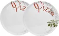 Produktbild: Van Well Famosa italienische Pizzateller groß ø 33 cm weiß – Porzellan XL Teller für Pizza, Pasta & Salat – Mikrowellen geeignet, spülmaschinenfest, gut stapelbar (Famosa, 2 Teller)