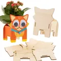 Produktbild: 3 x Katzen Blumentopf Bastelsets aus Holz (3 Stück) Basteln mit Holz
