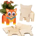 Produktbild: FE386 Katzen-Holzblumentopf-Bastelsets, 3 Stück, Machen Sie Ihren eigenen Blu...