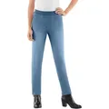 Produktbild: Schlupfjeans INSPIRATIONEN, Damen, Gr. 38, Normalgrößen, blau (blau, bleached), 78% Baumwolle, 20% Polyester, 2% Elasthan, unifarben, lang, Jeans Schlupfjeans