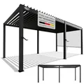 Produktbild: Juskys Lamellendach Tahiti 3x5,9 m - Stahl Pergola - Terrassenüberdachung stabil & wetterfest - Überdachung für Garten & Terrasse - Bausatz Anthrazit