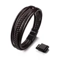 Produktbild: SERASAR Lederarmband Armband Herren Braun 21cm - Herrenarmband Männer Leder Armreif Herrenschmuck Flecht Wickelarmband Kette Armbändchen Men Leather Bracelet Geschenk Ihn