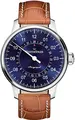 Produktbild: MeisterSinger Herren klassisches Plus Perigraph braunes Lederarmband blaues Zifferblatt AM1008