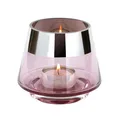 Produktbild: Fink rosa Teelichthalter Ø 11 cm aus Glas kleines Windlicht mit silbernem Rand