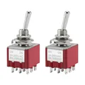 Produktbild: Heschen Miniatur-Kippschalter MTS-302, ON-ON, 3PDT, 9-polig, 2A 250V, 6A 125V, 2 Stück