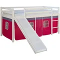 Produktbild: Homestyle4u Hochbett 90x200 Weiß Vorhang Pink 540