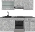 Produktbild: Küchenzeile Vicco R-Line Beton/Weiß 200 cm ohne Arbeitsplatte, Model 49538
