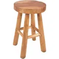Produktbild: Massivholz Teak Sitzhocker handgefertigt - Ø 29 cm - Holz Sitz Hocker Blumen Ständer mit 4 Beinen