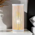 Produktbild: Marrakesch Tischlampe Nachttischlampe 30cm groß | Boho Deko Lampe Stehlampe im Wohnzimmer Schlafzimmer oder Kinderzimmer | Skandinavische Tischleuchte Aigna aus Metall weiß gold E27 Lampenfassung
