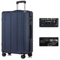 Produktbild: YONSLY Hartschalen-Trolley Premium Hartschalen-Reisekoffer, 4 Rollen, TSA-Schloss, YKK-Reißverschluss, austauschbare Rollen/Griffe blau 76 cm