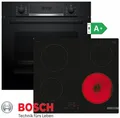 Produktbild: Herdset Autark Bosch Schwarz Einbaubackofen + Elektro Kochfeld 60 Touch NEU